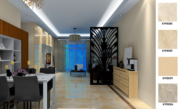 金艾陶瓷磚應用效果：佛山季園和府115方現(xiàn)代風格戶型裝修效果鑒賞