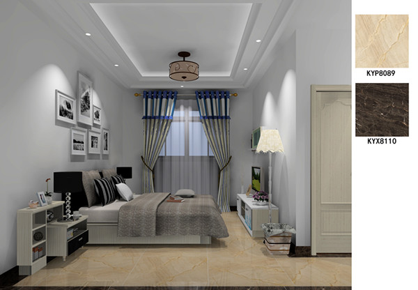 金艾陶瓷磚應用效果：佛山季園和府115方現(xiàn)代風格戶型裝修效果鑒賞