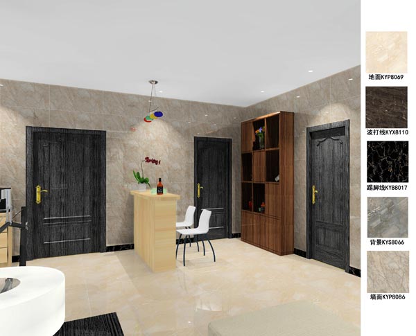 金艾陶瓷磚應(yīng)用效果：徐州開元翡翠灣F戶型裝修效果鑒賞