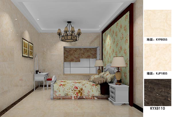 金艾陶瓷磚應(yīng)用效果：徐州開(kāi)元翡翠灣D戶型裝修效果鑒賞