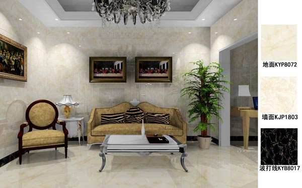 金艾陶瓷磚應(yīng)用效果：徐州開元翡翠灣E戶型裝修效果鑒賞