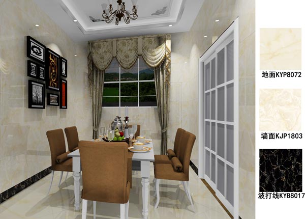 金艾陶瓷磚應(yīng)用效果：徐州開元翡翠灣E戶型裝修效果鑒賞