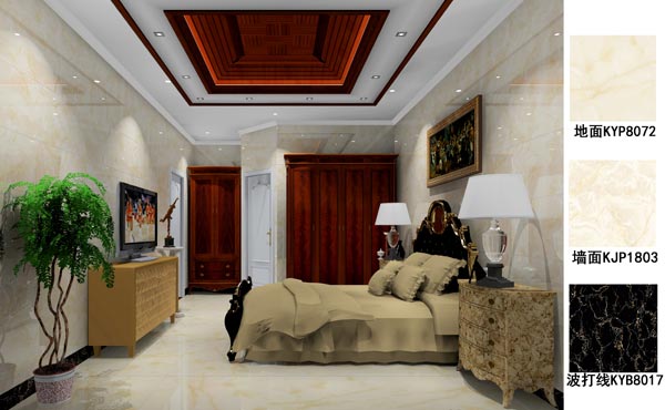 金艾陶瓷磚應(yīng)用效果：徐州開元翡翠灣E戶型裝修效果鑒賞