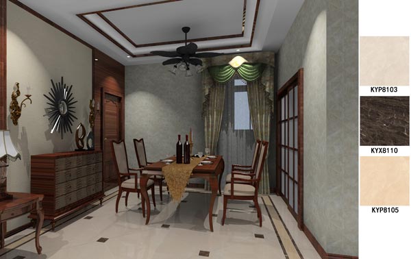 金艾陶瓷磚應(yīng)用效果：大瀝碧桂園·華府01戶型裝修效果鑒賞