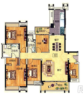 新中式風格將現(xiàn)代元素和傳統(tǒng)元素結(jié)合在一起，以現(xiàn)代人的審美需求來打造富有傳統(tǒng)韻味的事物，讓傳統(tǒng)藝術(shù)在當今社會得到合適的體現(xiàn)。本單元很巧妙的運用了9面通體大理石瓷磚羅馬砂巖系列KA9M001淺灰，不起眼的灰色，內(nèi)斂而含蓄，與改良后的中式家具完美搭配，整個空間經(jīng)典而高雅的復古風情，同時具備著現(xiàn)代的時尚感！