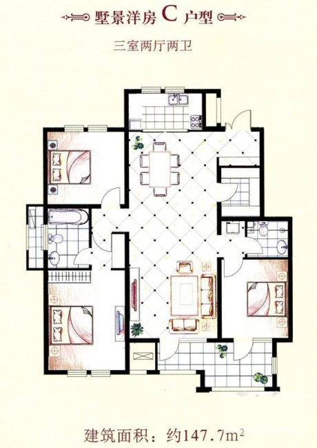 金艾陶家裝：天津廊坊塞納榮府148㎡簡歐風(fēng)格裝修鑒賞